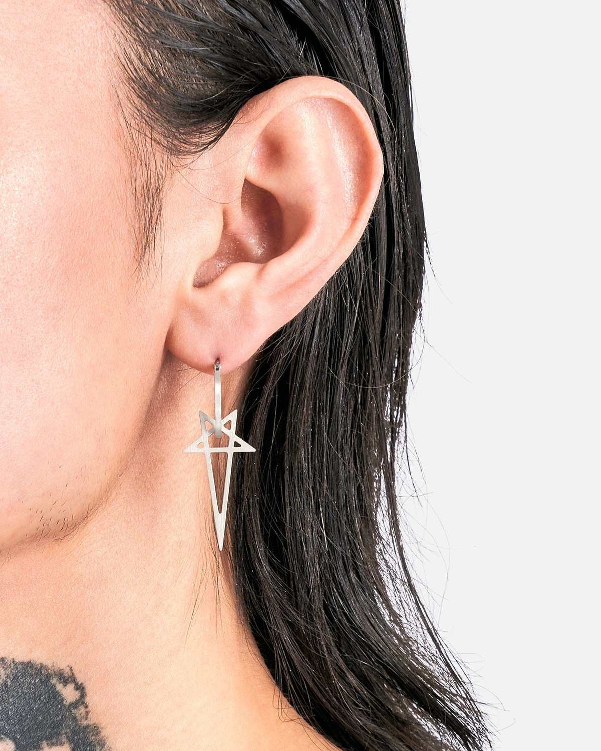 Rick Owens Pentagram Earring - Silver | Garmentory