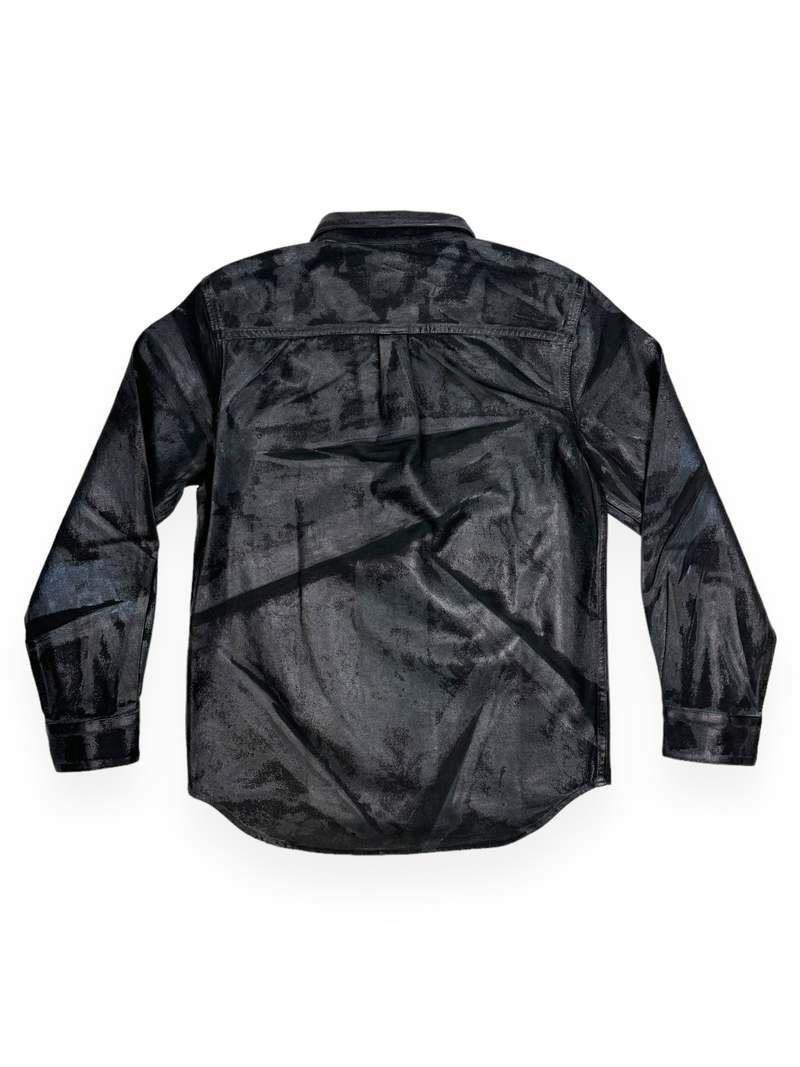 Helmut Lang FOILED DENIM SHIRT JACKET - Black | Garmentory