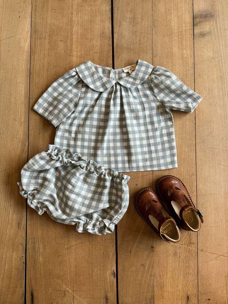 Kids Marsou Sardine And Dore Set - Blue Gingham | Garmentory