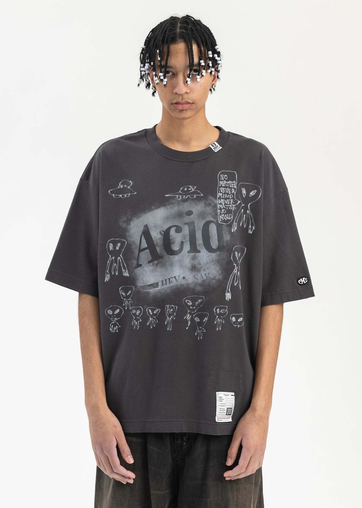 トップス MIHARA YASUHIRO DISTRESSED ACID TEE Mihara Yasuhiro DISTRESSED ACID PRINTED TEE - BLACK | Garmentory