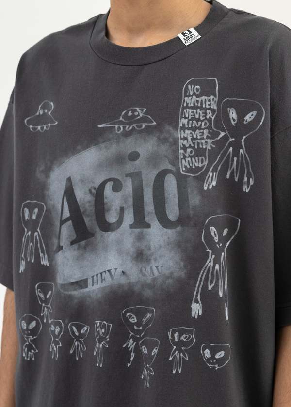 Mihara Yasuhiro DISTRESSED ACID PRINTED TEE - BLACK | Garmentory