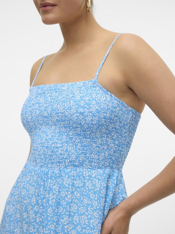 Vero Moda Easy Joy Smock Sleeveless Long Dress Blue XL Woman