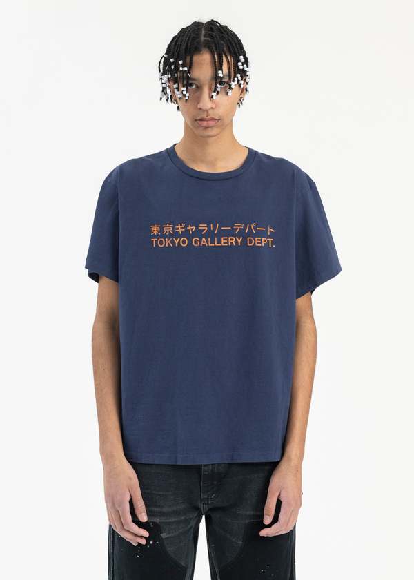 GALLERY DEPT. Tokyo Blue Orange Tee - Navy | Garmentory