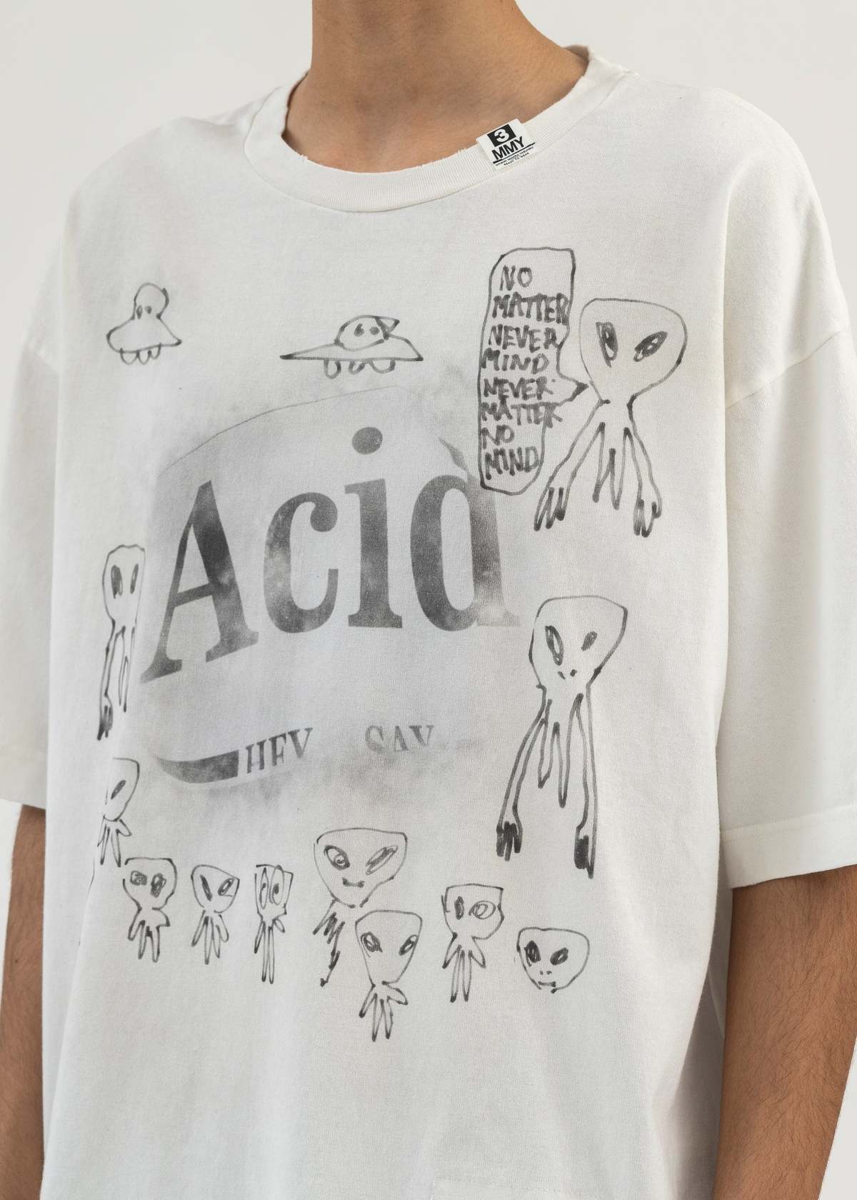 Mihara Yasuhiro DISTRESSED ACID PRINTED TEE - WHITE | Garmentory