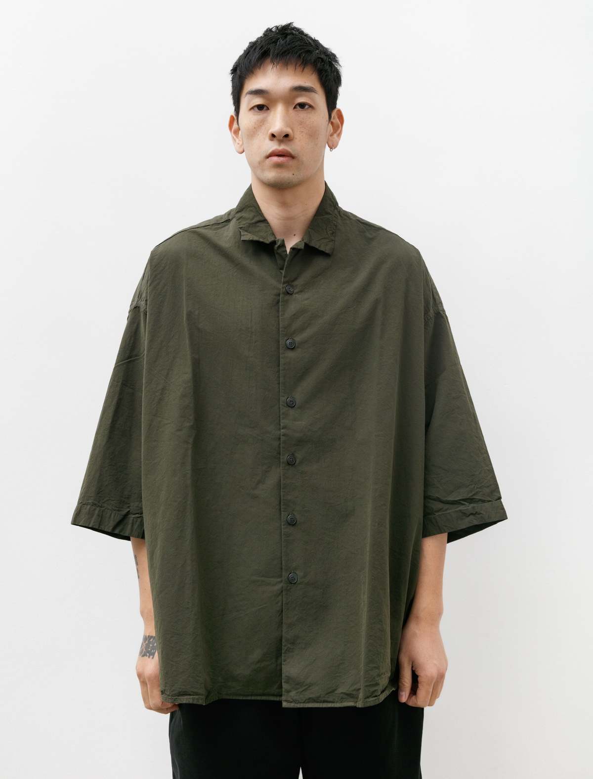 Casey Casey Mens April Paper Cotton Shirt - Dark Khaki | Garmentory