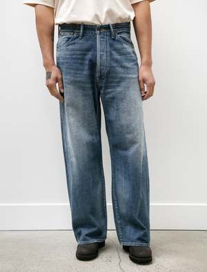 Taiga Takahashi Mens Denim Trousers - Damaged Indigo | Garmentory