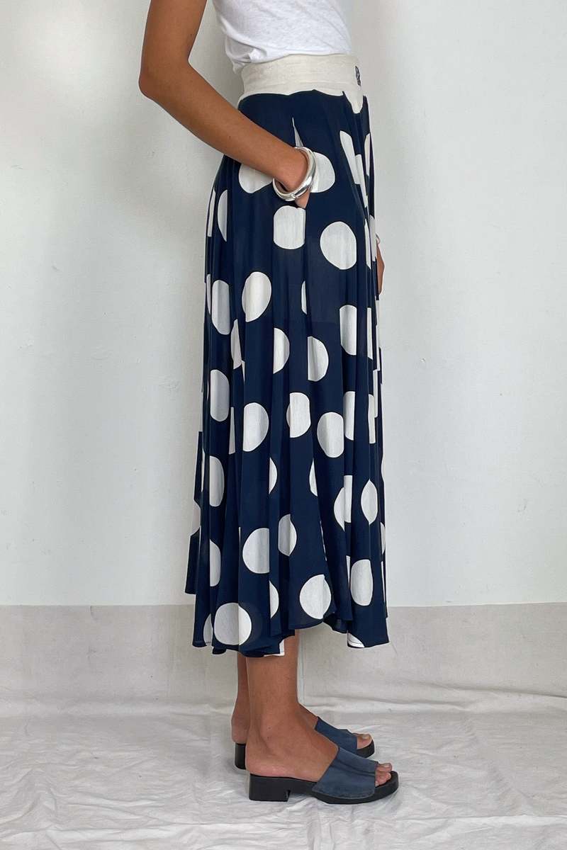 Vintage Oaks By Ferre Polka Dot Layer Skirt - Navy Blue