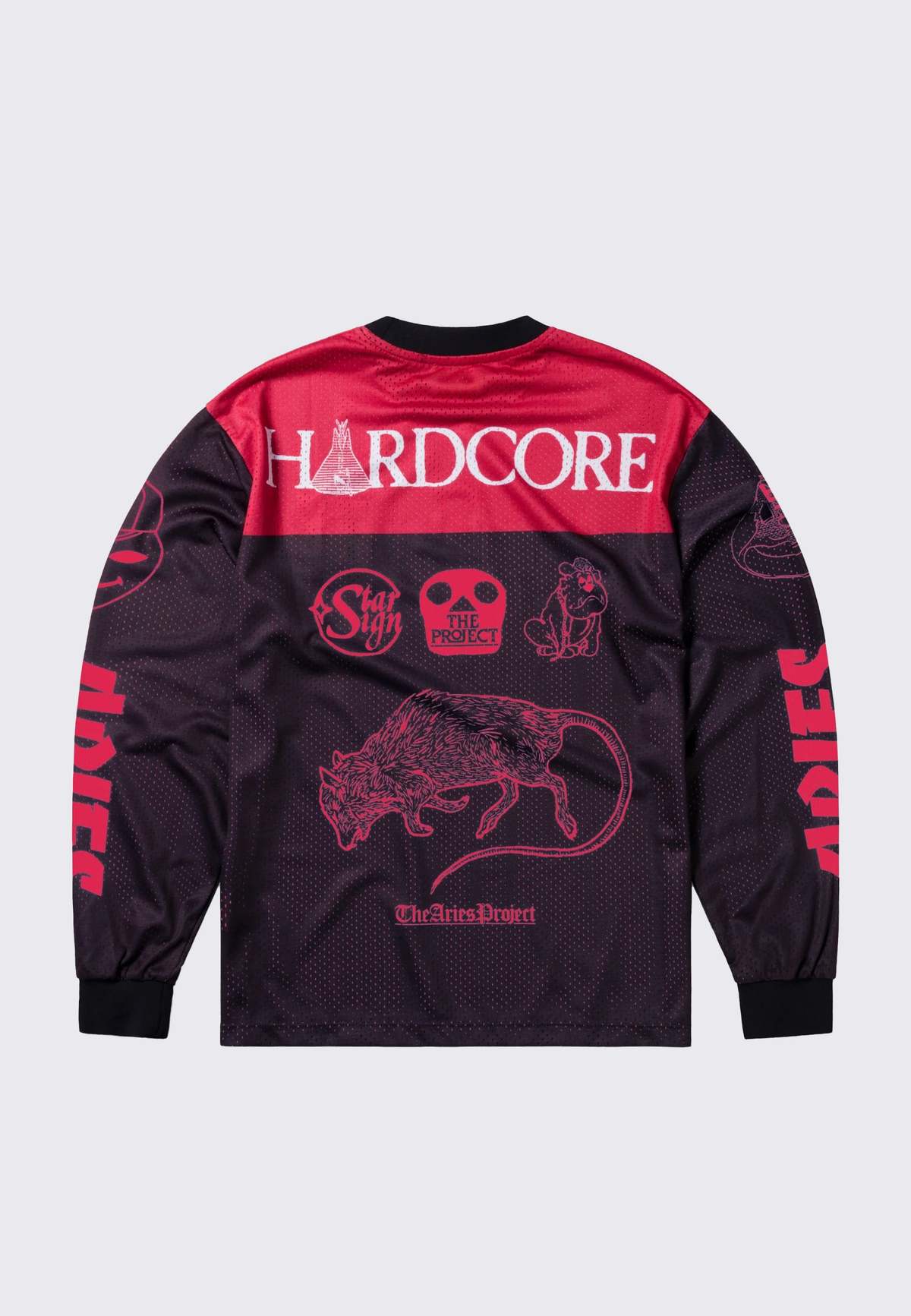 Aries Arise Airtex Metal L/S Tee - Black/Red | Garmentory