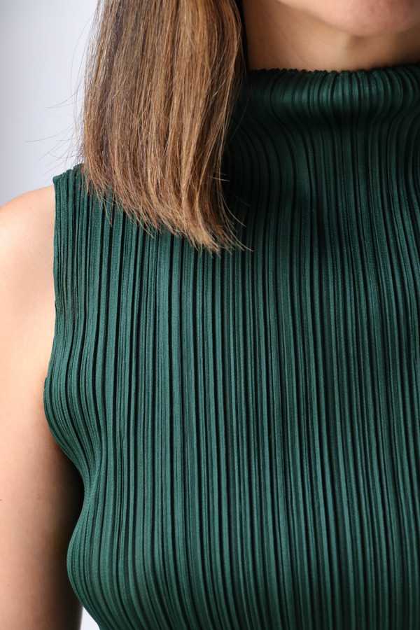 Issey Miyake Pleats Please Sleeveless Top - Dark Green | Garmentory