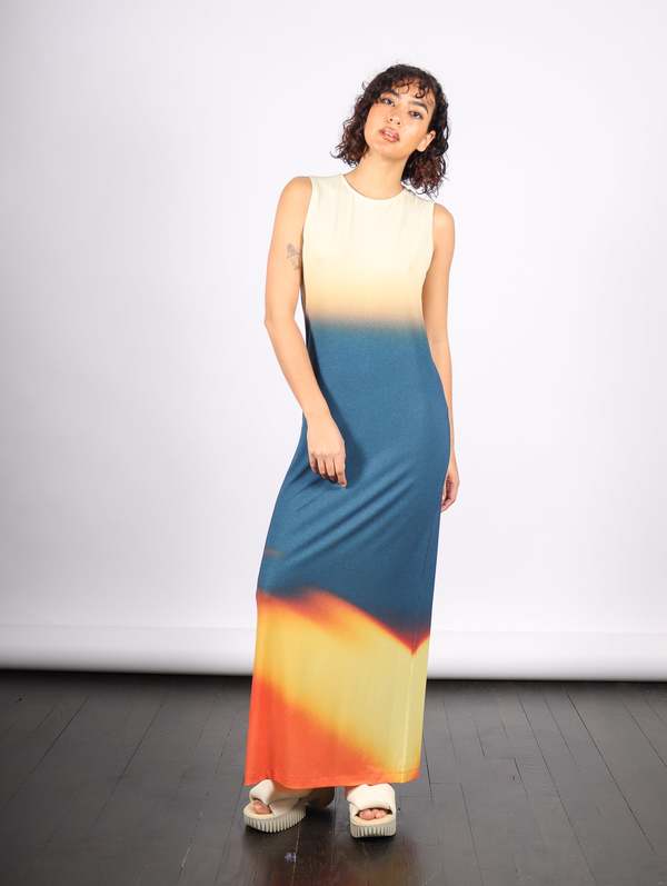 イッセイミヤケ Issey Miyake light leak ワンピース Issey Miyake Light Leak Dress - Orange/Navy | Garmentory