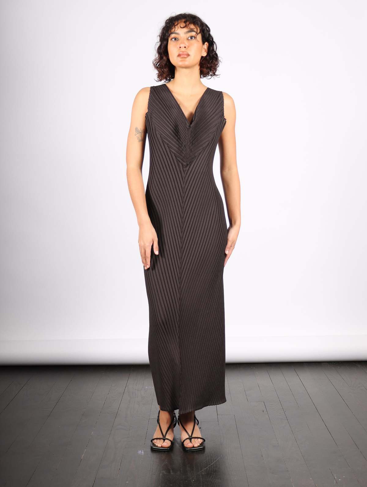 PLEATS PLEASE ISSEY Layered transformation way one piece dress PP14-JA667 dark gray black 4