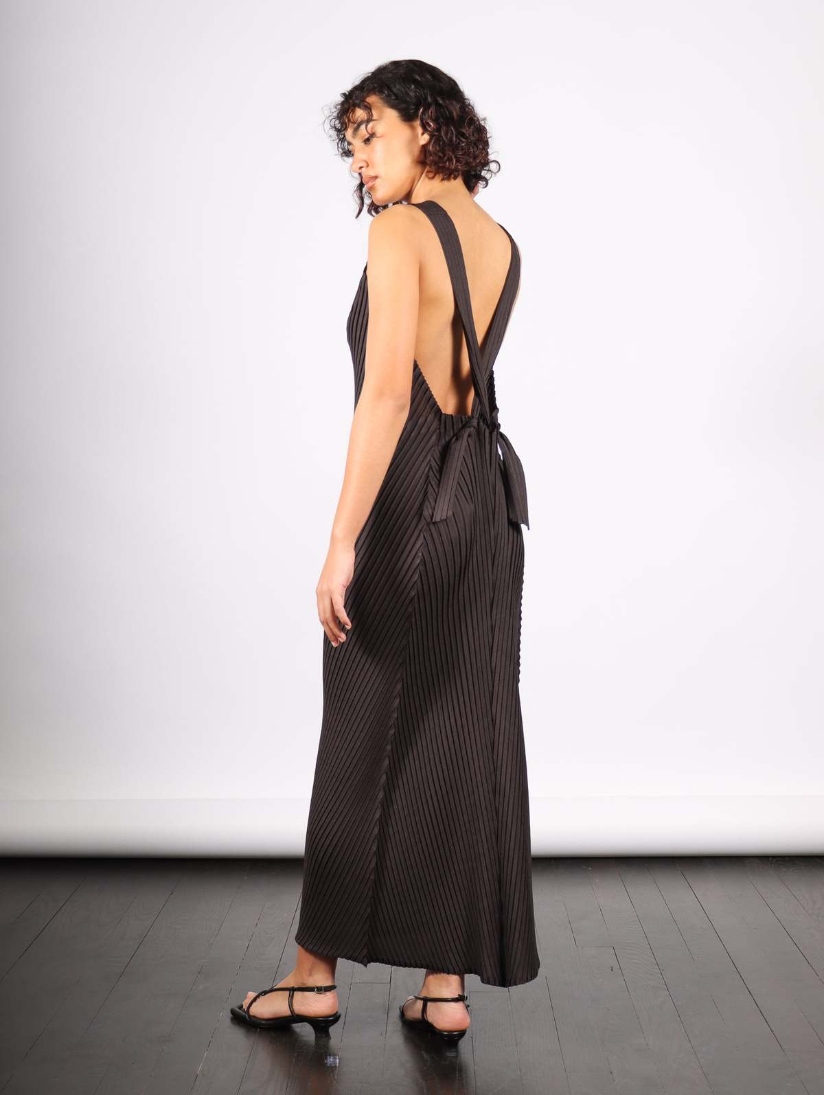 Issey Miyake Paper Like Pleats Dress - Black on Garmentory