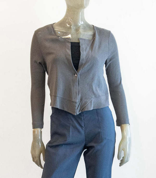 Porto Mesh Crop Jacket with Button - Smoky Taupe/Steel Blue