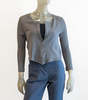 Porto Mesh Crop Jacket with Button - Smoky Taupe/Steel Blue - Thumbnail 1