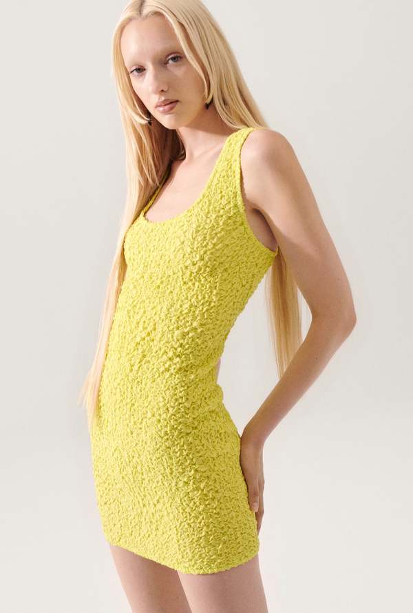 Silk Laundry Popcorn Mini Dress - Absinthe