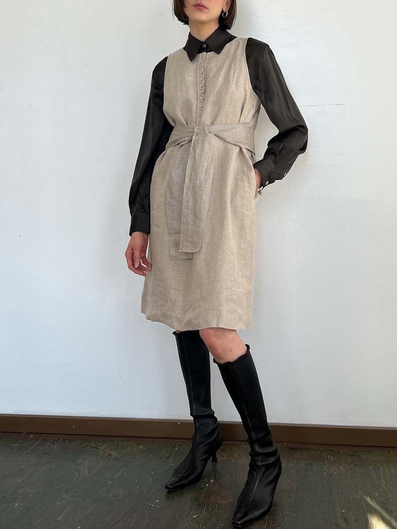 Vintage Armani Linen Dress - Sand | Garmentory