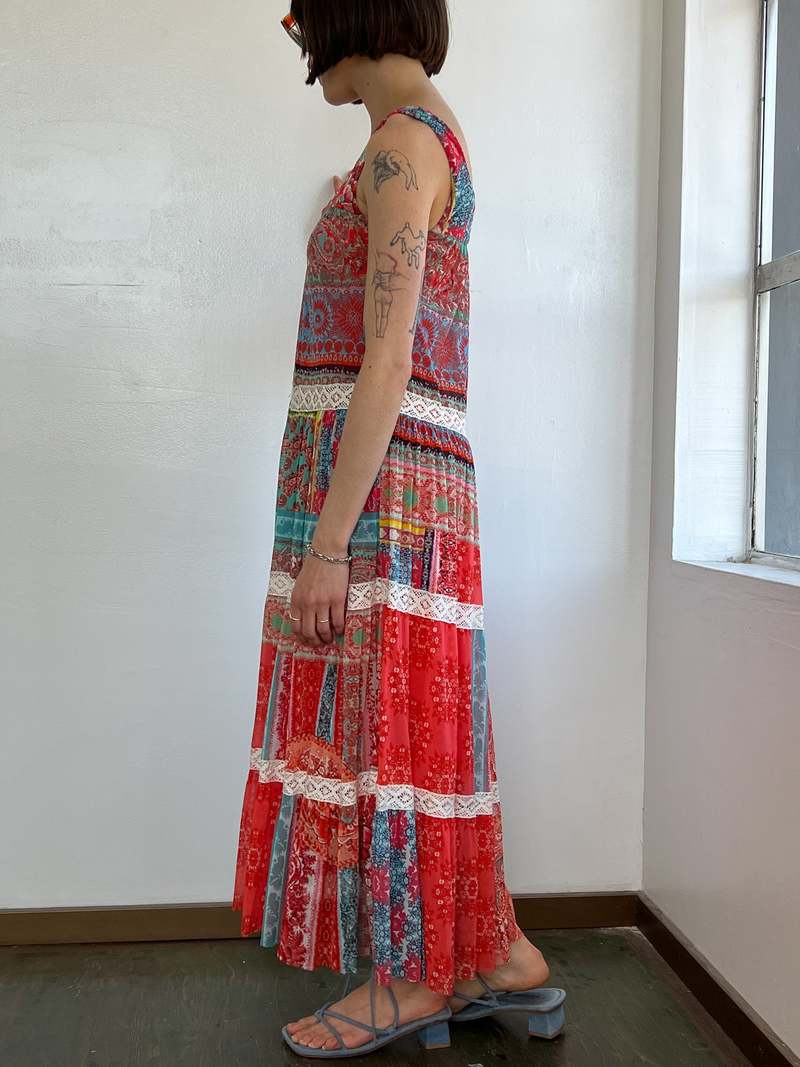 chinese dress ladies Fuzzi Printed Mesh Maxi M-XL  OMNIA