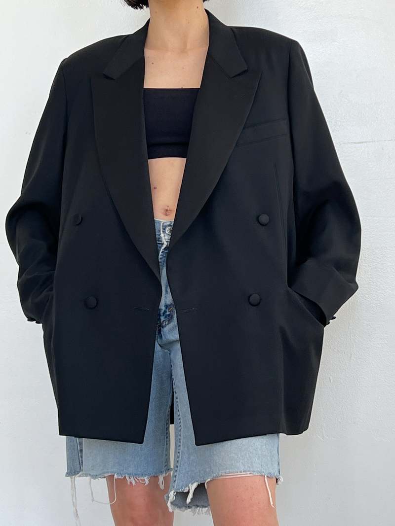 Oversized Double Breasted Blazer - black | Garmentory