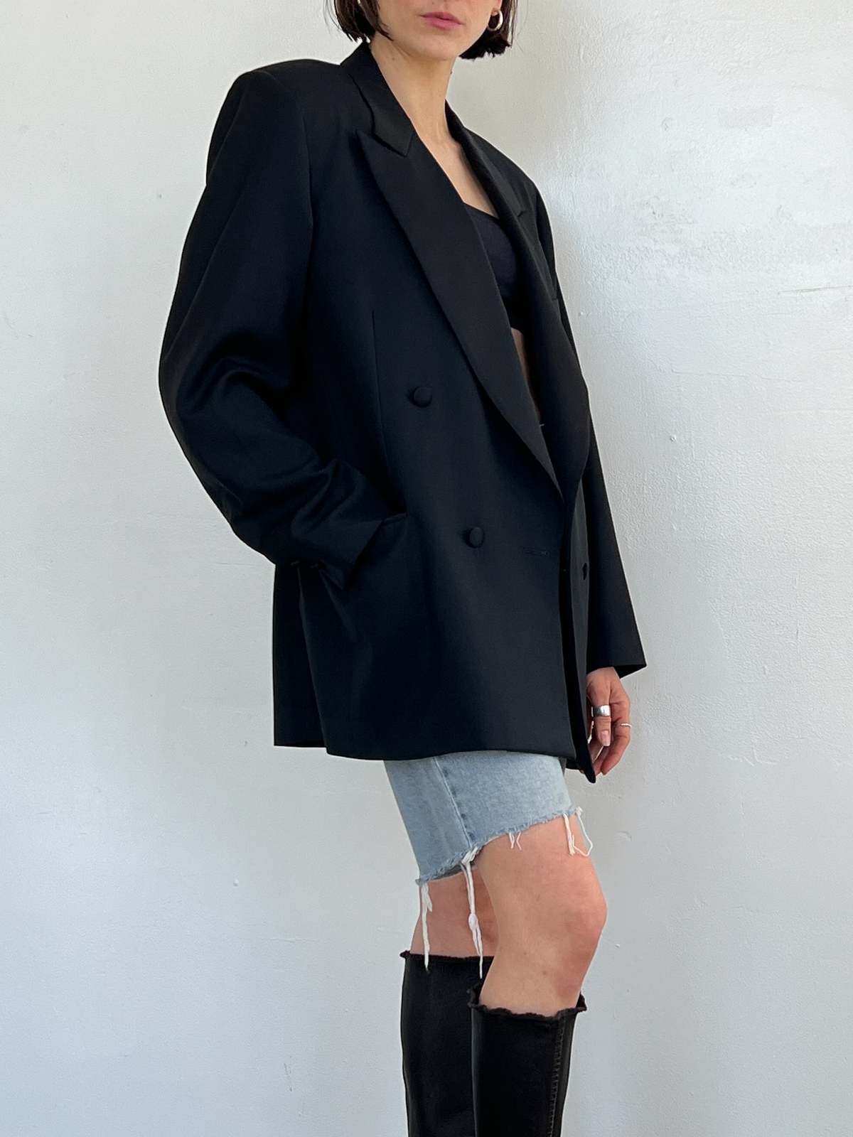 Oversized Double Breasted Blazer - black | Garmentory