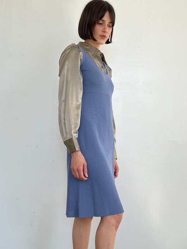 Prada Cornflower Silk Knit Dress - blue