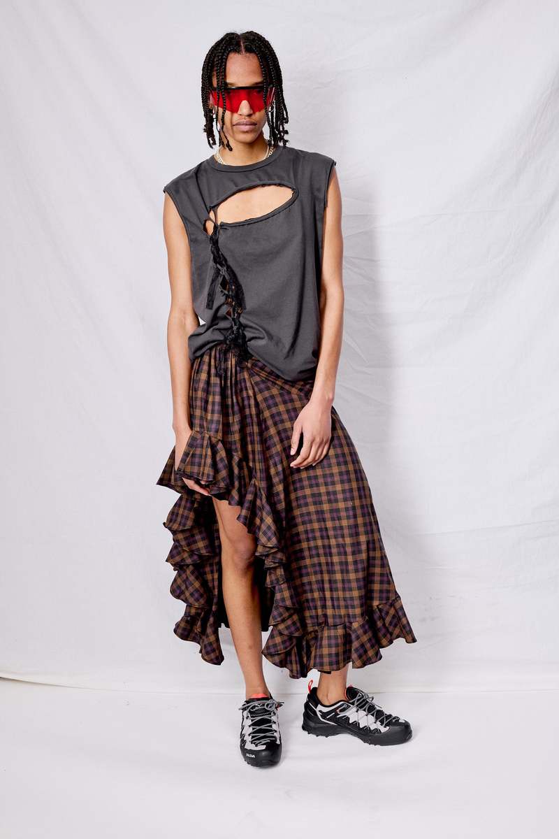 Collina Strada Plaid Florist Skirt - Black | Garmentory