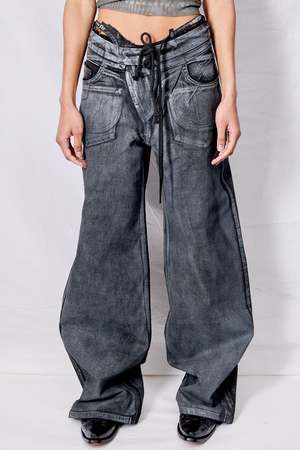 Ottolinger Double Fold Pants - Black/White Paint | Garmentory