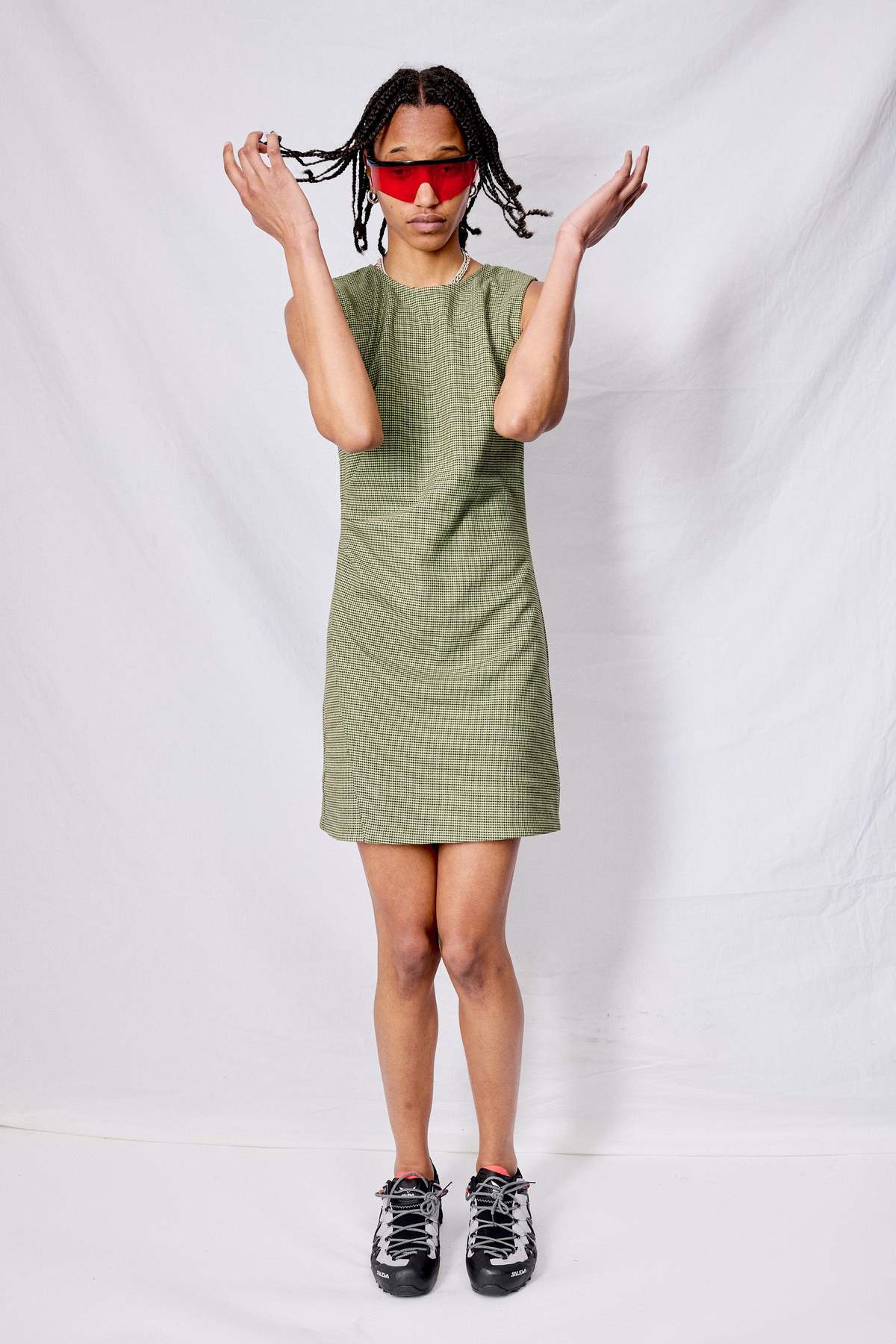 green houndstooth dress Reversible dress with Houndstooth Print – Lucindas on-line