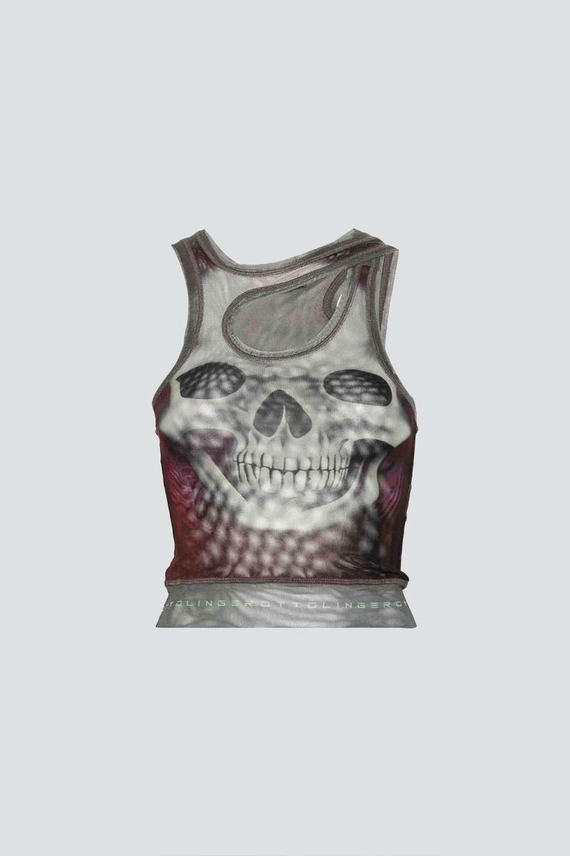ブランド通販サイト Print Skull Mesh Garmentory | Top Tank トップス