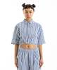Stateside Puckered Stripe S/S Cropped - Navy - Thumbnail 1