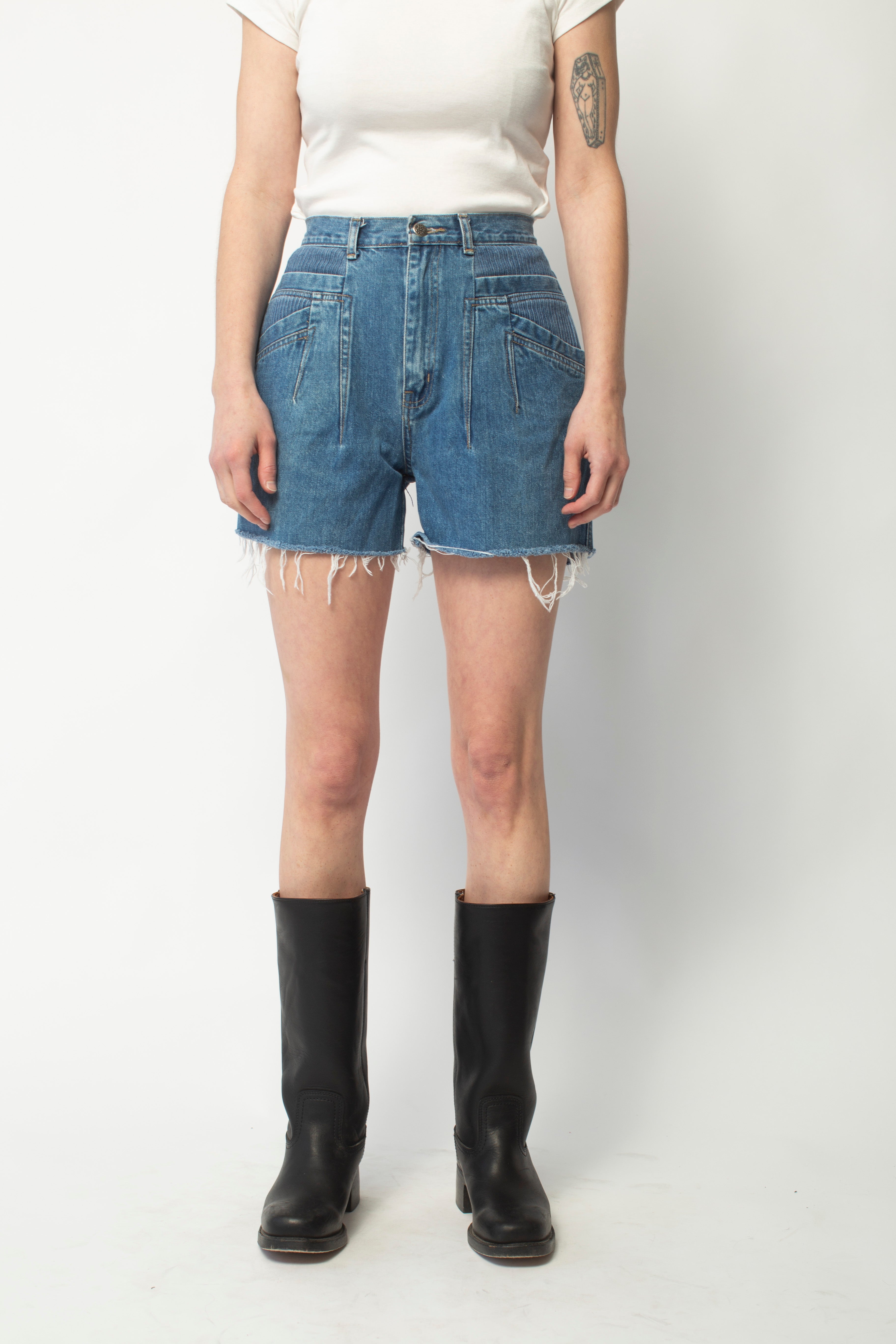 THE HIGH RISE DENIM CUT-OFF SHORT - CRISP WHITE