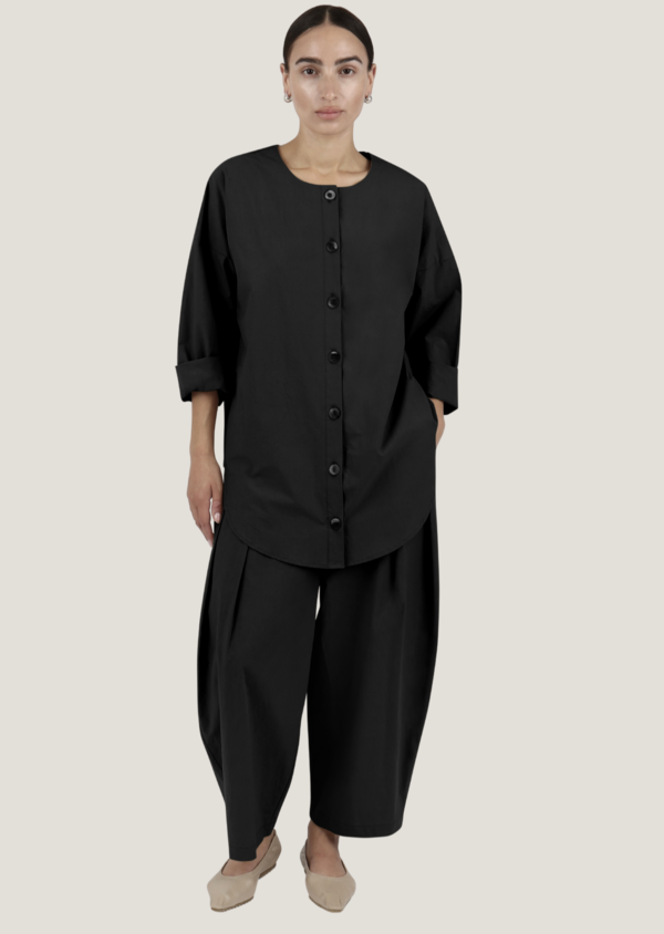 Spiral Stone Snap Poplin Top