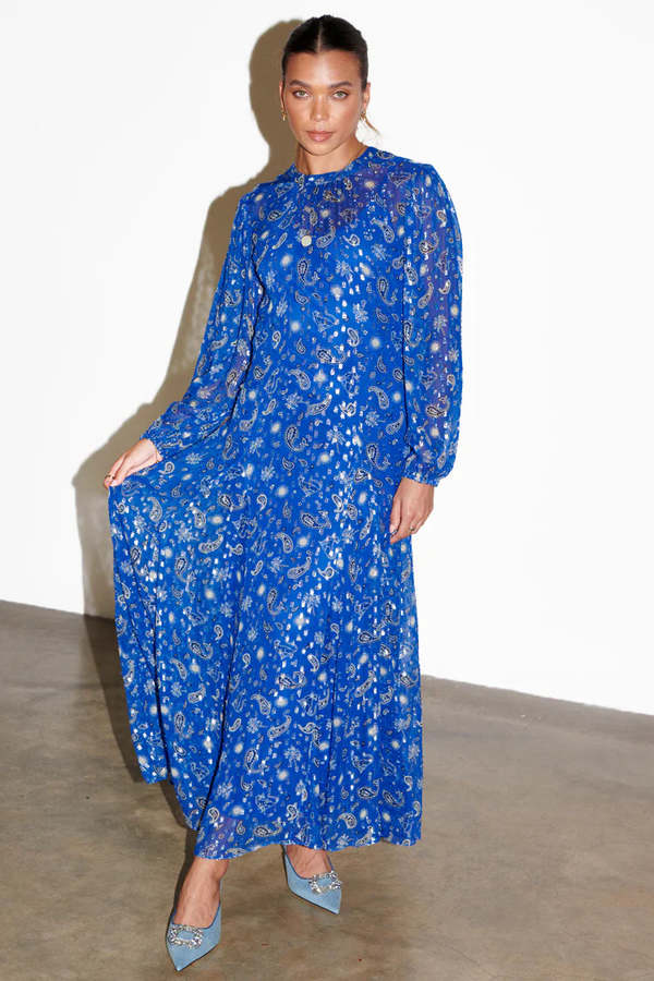 NEVER FULLY DRESSED Running Wild Paisley Dress - Navy | Garmentory