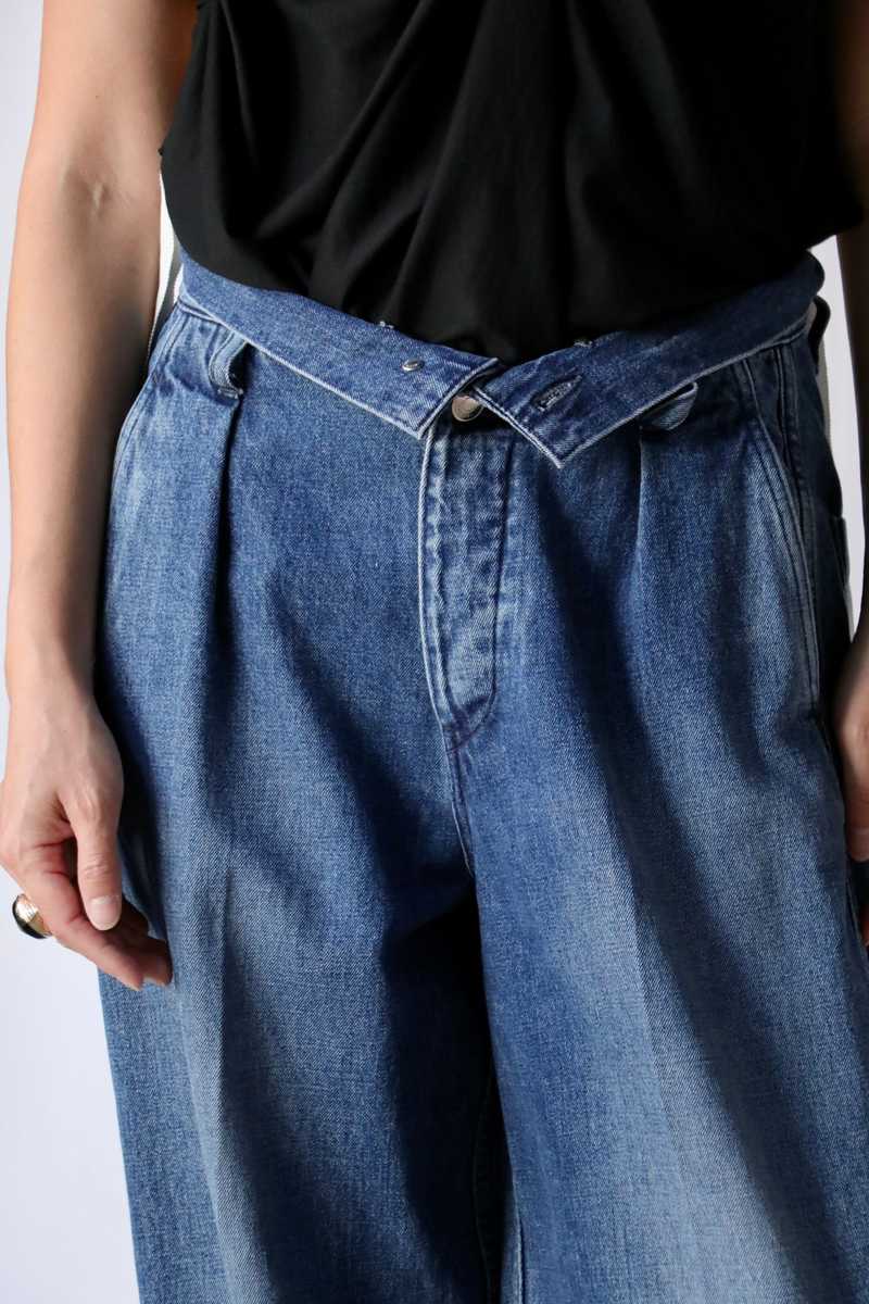 Tanaka Wide Jean Trousers - Vintage Blue | Garmentory