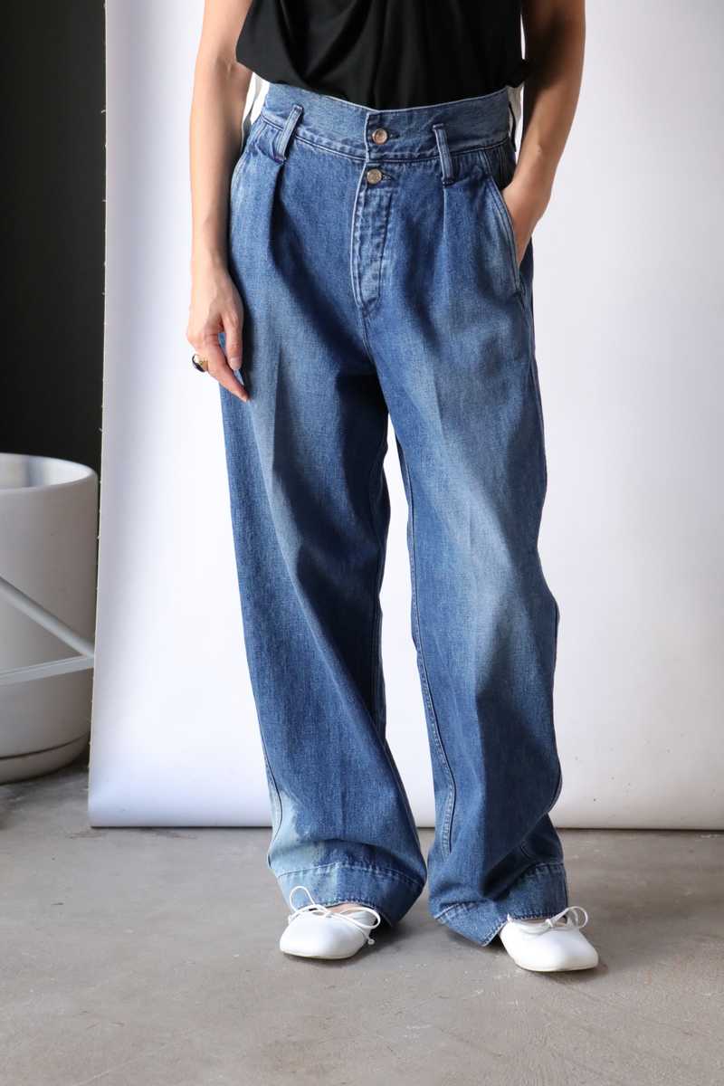 Tanaka Wide Jean Trousers - Vintage Blue | Garmentory