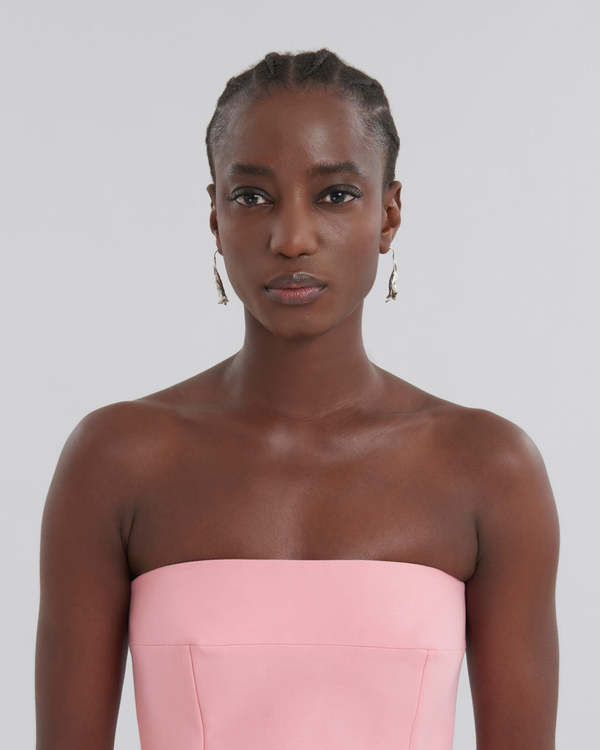 pretty in pink prom dress Yesenia Ruched Bandeau Mini Dress in Soft Pink