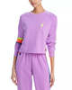 Aviator Nation Bolt Rugby Cropped Crew Sweatshirt - Neon Purple/Rainbow - Thumbnail 1