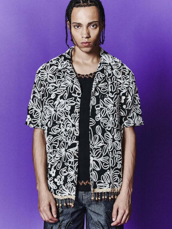 ANDERSSON BELL Flower Jacquard Shirt - Black | Garmentory