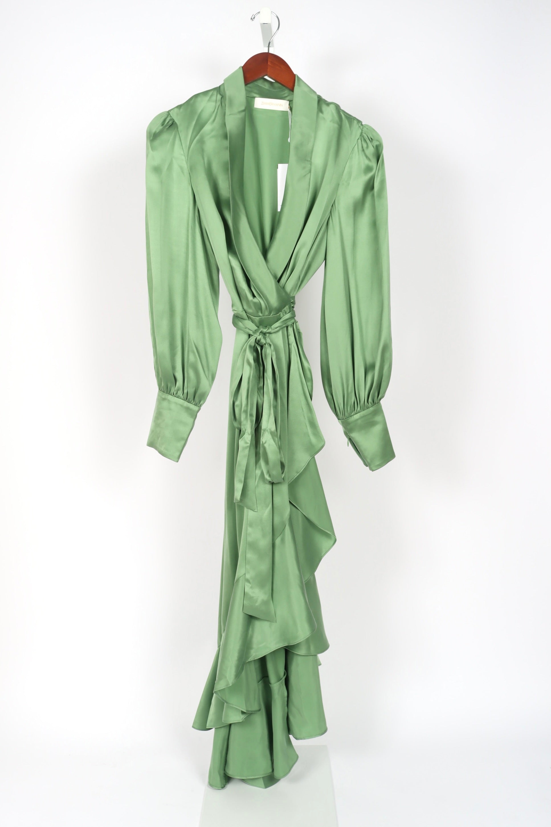 Zimmermann Silk Wrap Midi Dress - Matcha | Garmentory Zimmermann Silk Wrap Midi Dress - Matcha | Garmentory