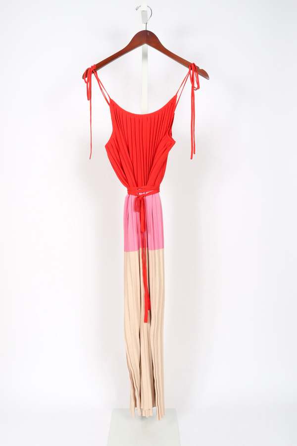 ELEVEN SIX Simone Color-Block Dress - Tomato/Pink/Sand | Garmentory
