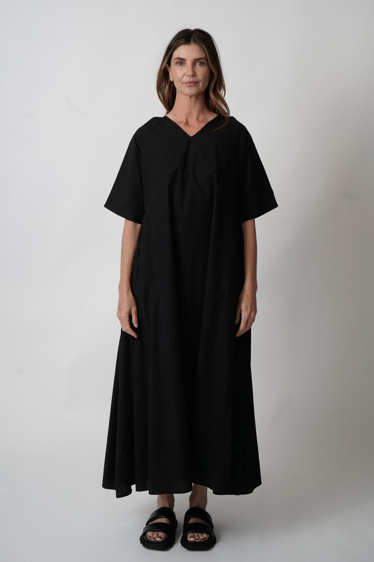 Gem Neck Dress in Ash