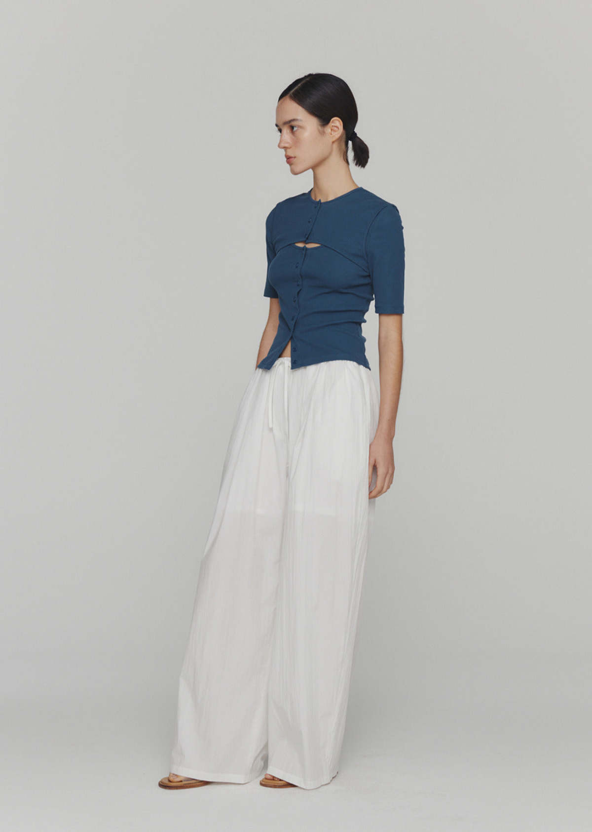 【BAON】Manori banding wide cotton pants Black-Cotton-Banding-Wide-