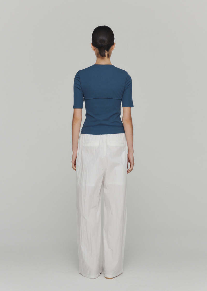 【BAON】Muoi Banding Dot Crop Bermuda Cotton Pants Amomento Cotton Banding Wide Pants in Black | Parallel