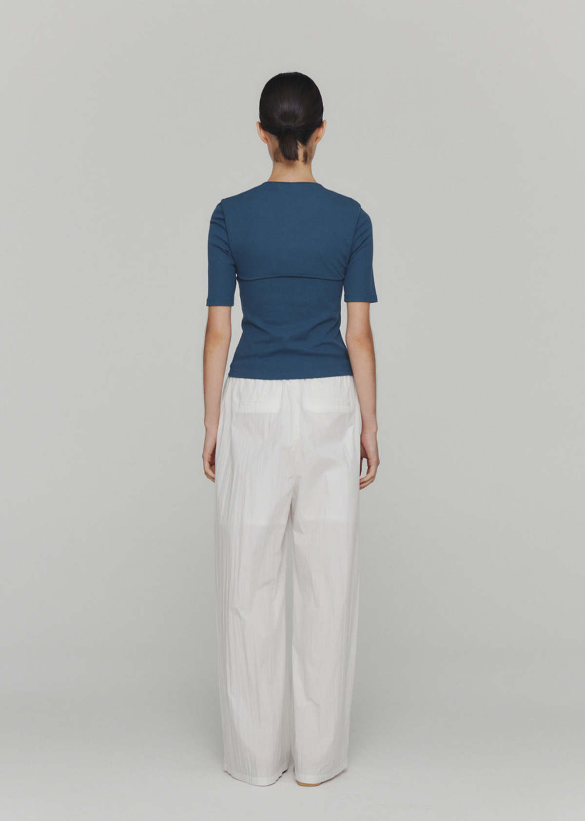AMOMENTO COTTON BANDING WIDE PANTS - WHITE | Garmentory