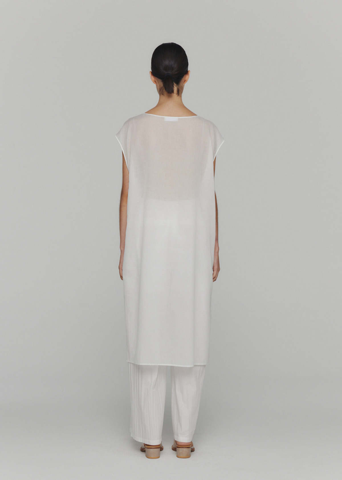 AMOMENTO COTTON BANDING WIDE PANTS - WHITE | Garmentory