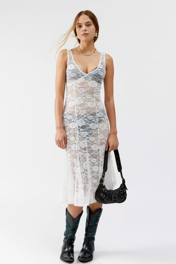 Motel Valea Lace Midi Dress - Ivory