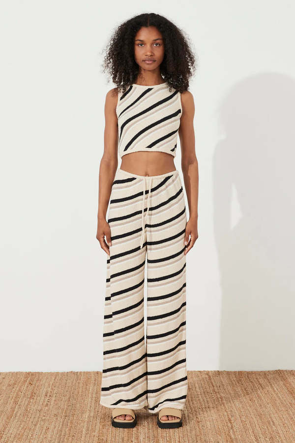 Zulu & Zephyr HUSK STRIPE KNIT PANT - Black/White | Garmentory