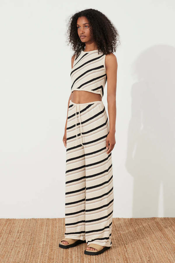Zulu & Zephyr HUSK STRIPE KNIT PANT - Black/White | Garmentory