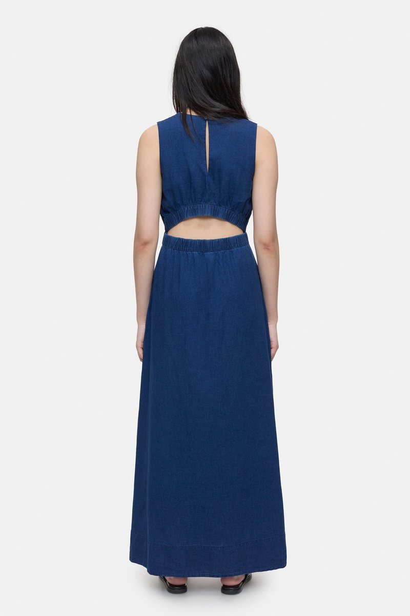 chinese dress ladies Linen Maxi Dress with Pockets main image 1