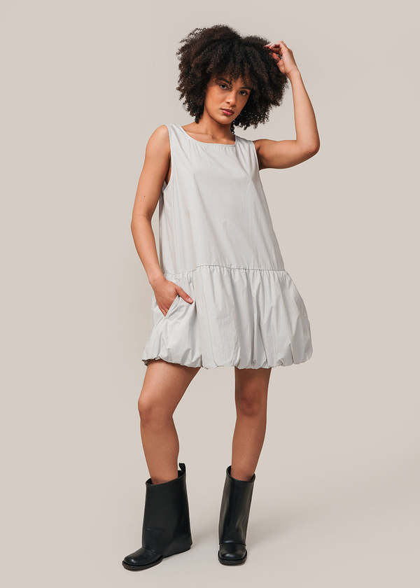AMOMENTO Volume Mini Dress - Light Gray | Garmentory