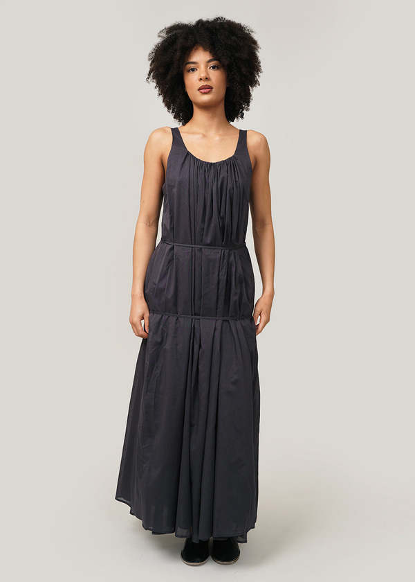 Navy-Neck-Shirring-Sheer-Long-